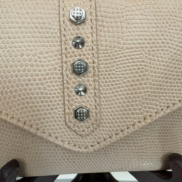 Danielle Nicole Envelope Crossbody Tan Faux Leather Studded with Chain Strap - Picture 11 of 13